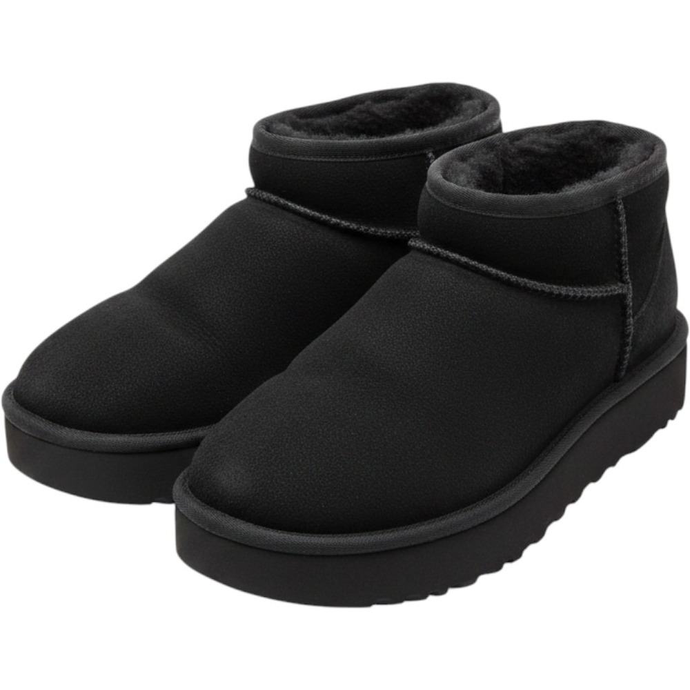 UGG Classic Ultra Mini Platform Boots Black Suede 1135092 Womens Size 8